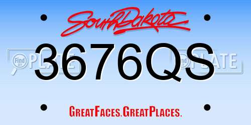 3676QS South Dakota License Plate