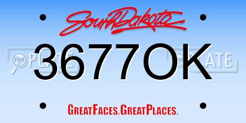 3677OK South Dakota License Plate