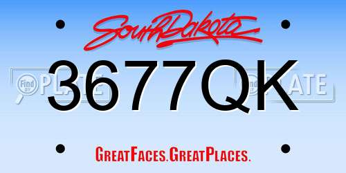 3677QK South Dakota License Plate