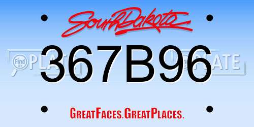 367B96 South Dakota License Plate