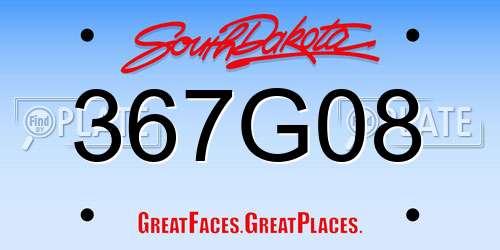 367G08 South Dakota License Plate