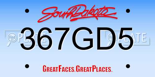 367GD5 South Dakota License Plate