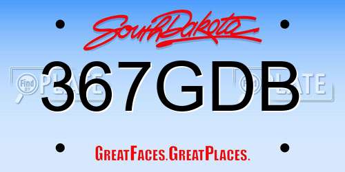 367GDB South Dakota License Plate