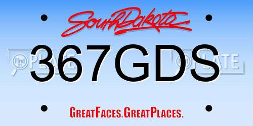 367GDS South Dakota License Plate