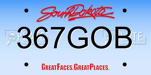 367GOB South Dakota License Plate