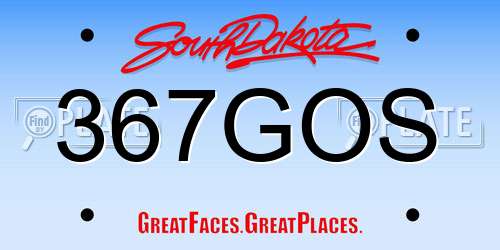 367GOS South Dakota License Plate