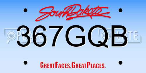 367GQB South Dakota License Plate