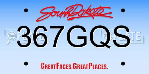 367GQS South Dakota License Plate