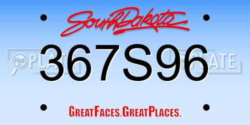 367S96 South Dakota License Plate