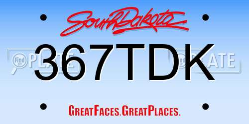 367TDK South Dakota License Plate
