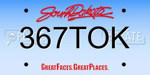 367TOK South Dakota License Plate