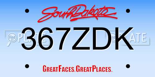 367ZDK South Dakota License Plate