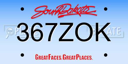 367ZOK South Dakota License Plate
