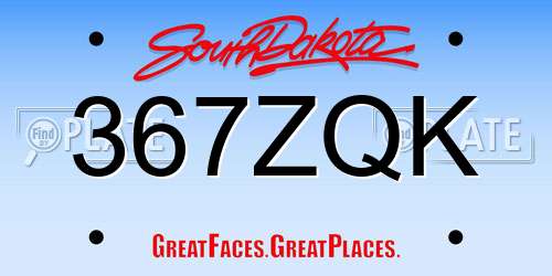 367ZQK South Dakota License Plate
