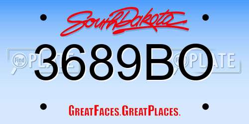 3689BO South Dakota License Plate