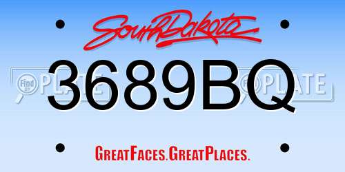 3689BQ South Dakota License Plate