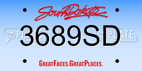 3689SD South Dakota License Plate