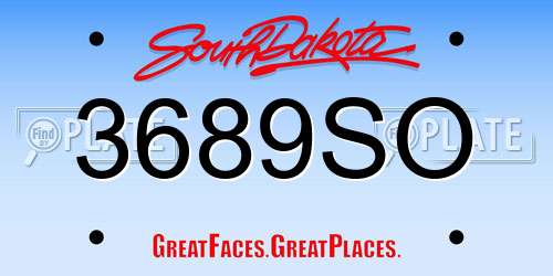 3689SO South Dakota License Plate