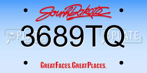 3689TQ South Dakota License Plate