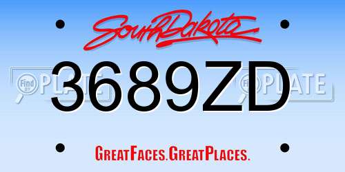 3689ZD South Dakota License Plate