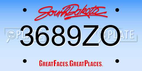 3689ZO South Dakota License Plate