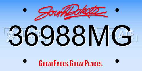 36988MG South Dakota License Plate
