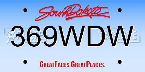 369WDW South Dakota License Plate