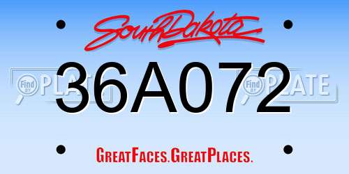 36A072 South Dakota License Plate