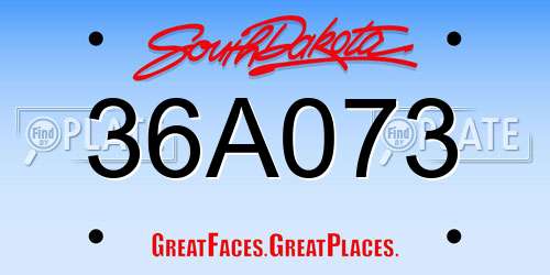 36A073 South Dakota License Plate