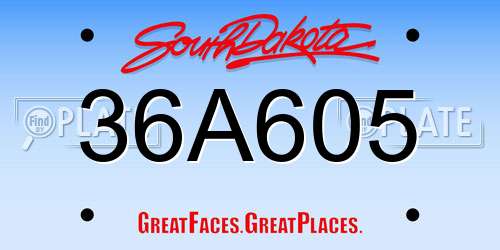 36A605 South Dakota License Plate