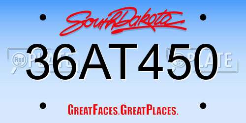 36AT450 South Dakota License Plate