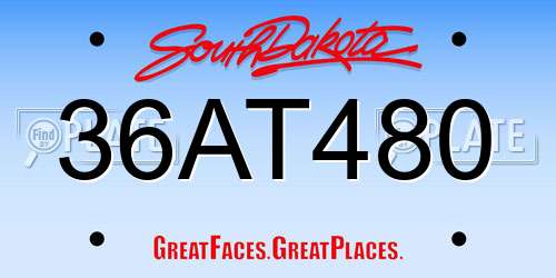 36AT480 South Dakota License Plate