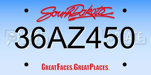 36AZ450 South Dakota License Plate