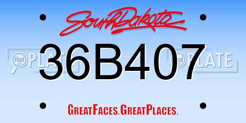 36B407 South Dakota License Plate