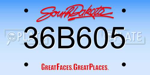 36B605 South Dakota License Plate
