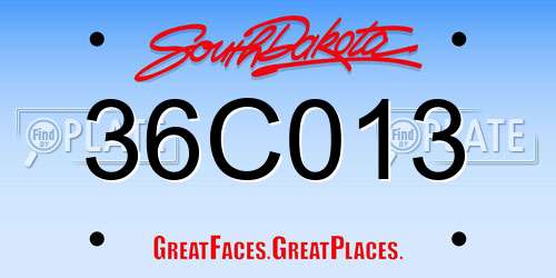 36C013 South Dakota License Plate