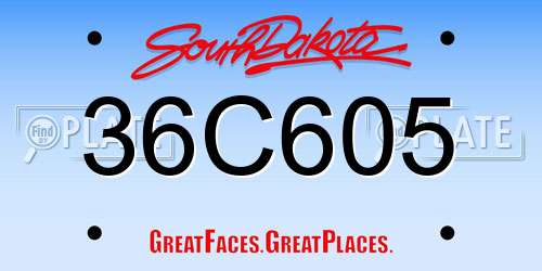 36C605 South Dakota License Plate