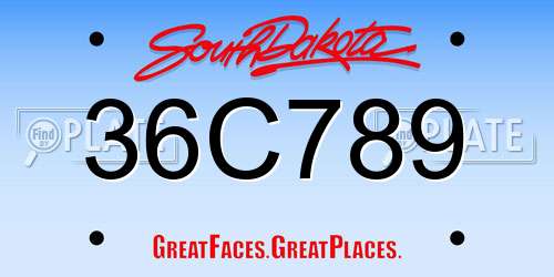 36C789 South Dakota License Plate