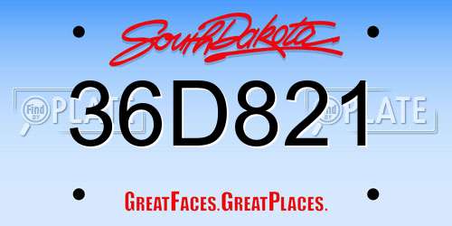 36D821 South Dakota License Plate