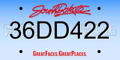 36DD422 South Dakota License Plate