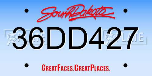 36DD427 South Dakota License Plate
