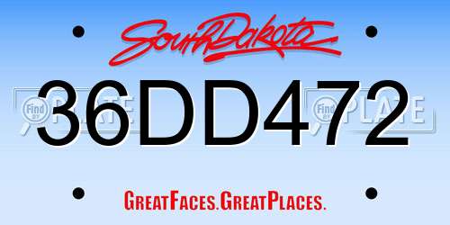 36DD472 South Dakota License Plate
