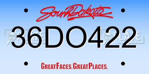 36DO422 South Dakota License Plate