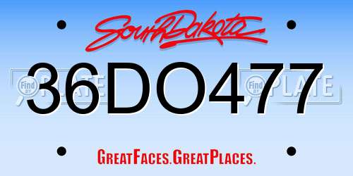 36DO477 South Dakota License Plate