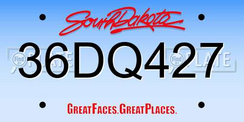 36DQ427 South Dakota License Plate