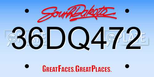 36DQ472 South Dakota License Plate