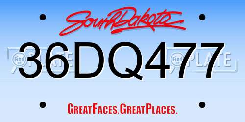 36DQ477 South Dakota License Plate