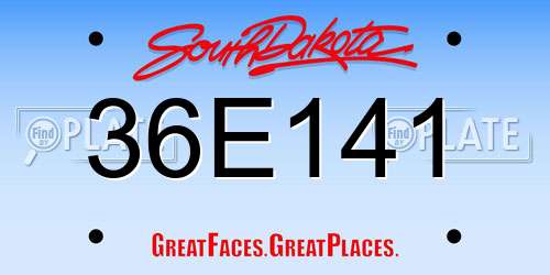 36E141 South Dakota License Plate