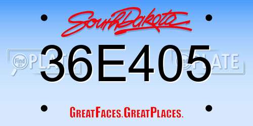 36E405 South Dakota License Plate