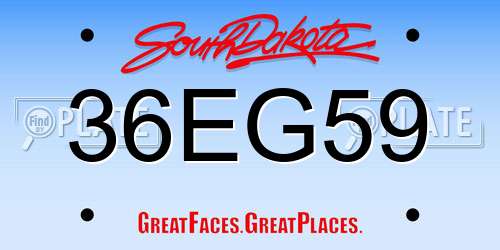 36EG59 South Dakota License Plate
